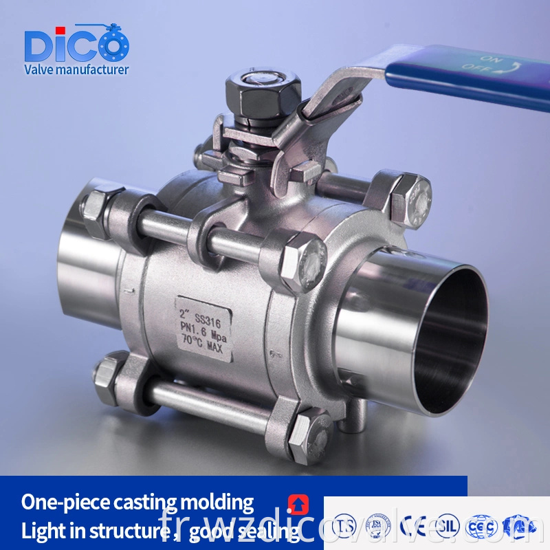 Wenzhou Food Grade Sanitary Sanity Steel Butt Butt End 3pc Valve à billes flottantes